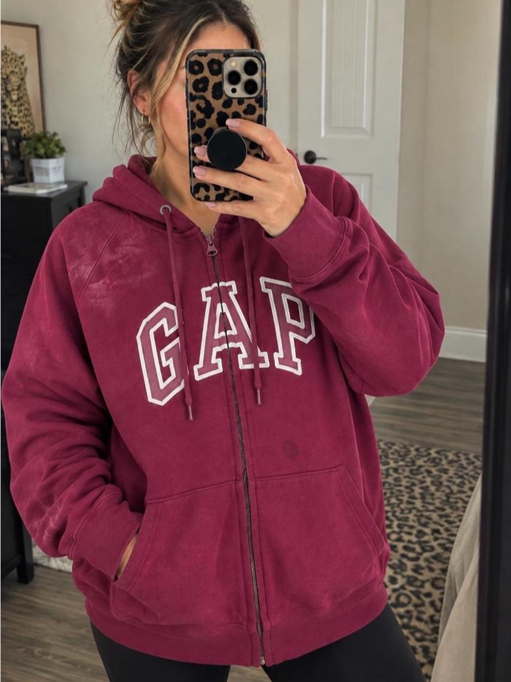 GAP Women's Wine Zip-Up Hoodie 2XL